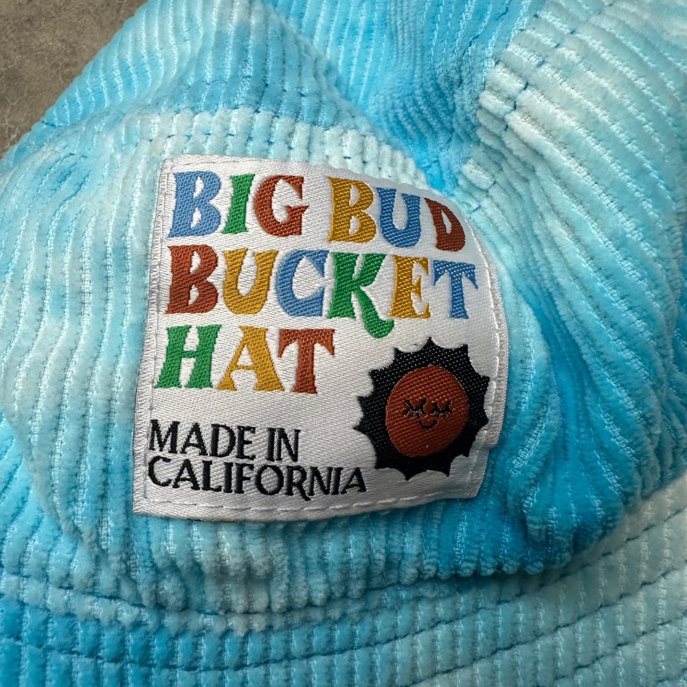 Big Bud Press Blue Tie Dye Corduroy Bucket Hat Made in USA California Patch - Picture 3 of 6